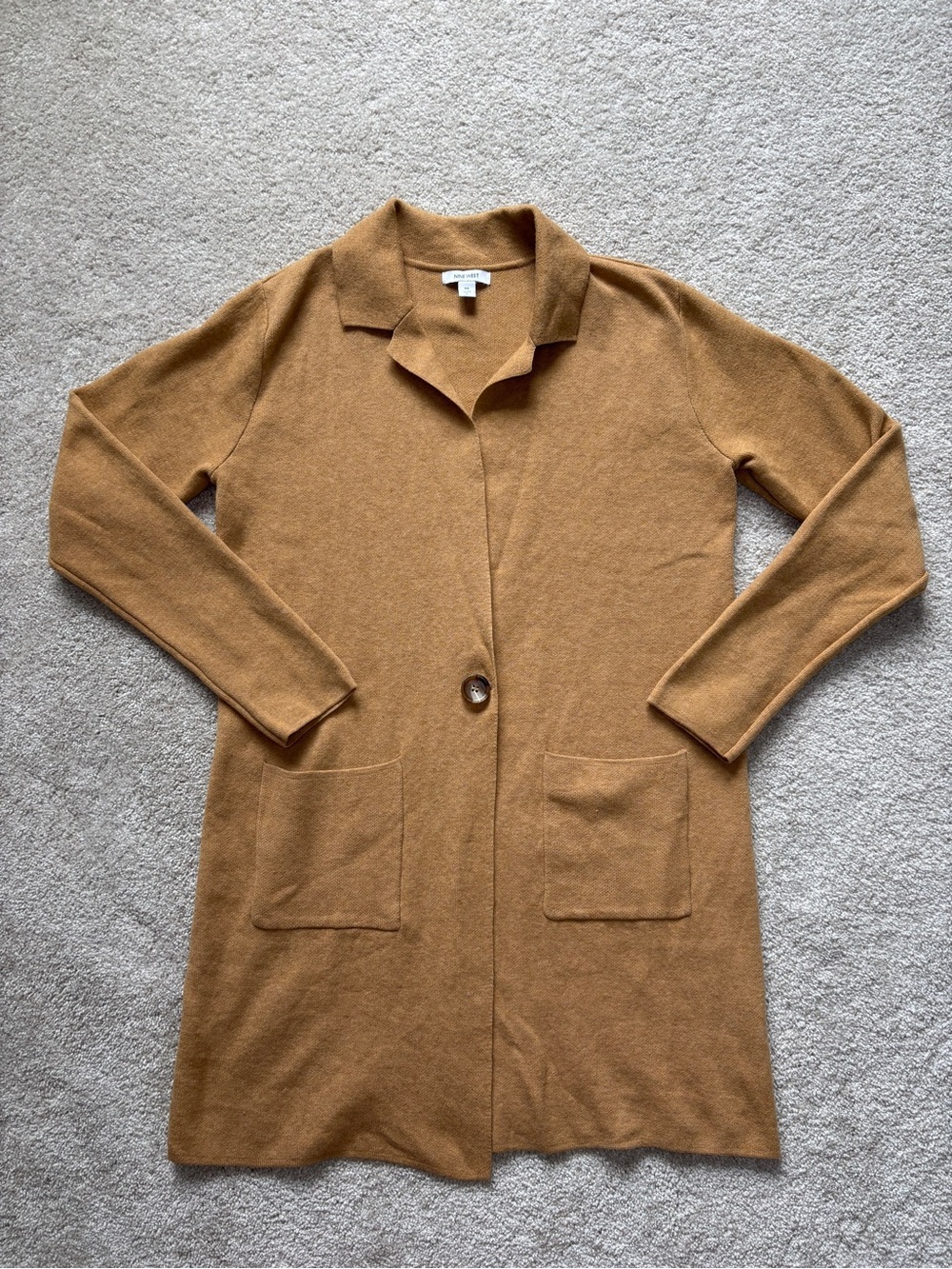 Nine West Camel Longline Cardigan Sweater Size Medium - Picture 4 of 10